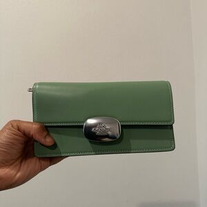 Coach Sage Green Leather Wristlet